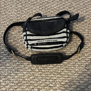 Juicy Couture Black and Gray Striped Shoulder Bag